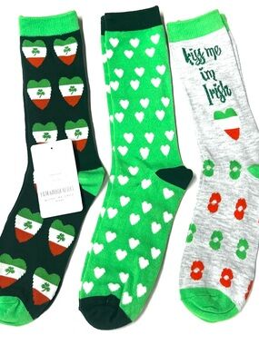 Kiss Me I'm Irish Green St. Patrick's Crew Socks - 3-Pack
